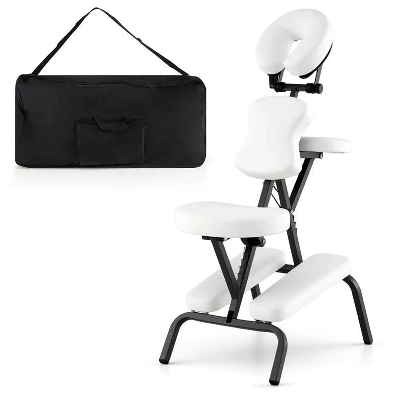 Portable Lightweight Massage Chair, PU Leather Tattoo Spa Chair with Thickened Sponge & Carrying Bag, Folding Travel Chair for Massage Therapy
