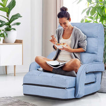 Load image into Gallery viewer, Folding Lazy Sofa Floor Chair with 6-Position Adjustable Backrest, Lumbar Pillow &amp; Armrests, Indoor Chaise Lounge Sofa for Gaming, Living Room