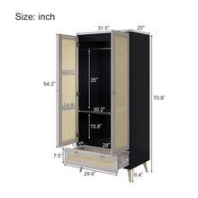 Load image into Gallery viewer, GOMYHOME - Accent Cabinet with Rattan Doors &amp; Drawer, Modern Storage Armoire for Living Room, Bedroom, Natural Wood Finish
