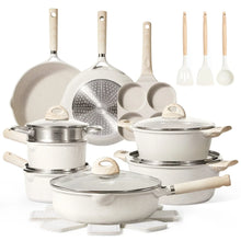 Load image into Gallery viewer, Non Stick Pots and Pans Set, 21 Pcs Induction Kitchen Cookware Sets (Beige Granite)