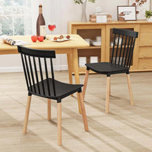 Load image into Gallery viewer, Set of 4 Windsor Dining Chairs, Modern Armless Side Kitchen Chairs with Spindle Back, Curved Seat &amp; Solid Wood Legs for Living Room, Restaurant