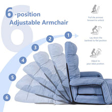 Load image into Gallery viewer, Folding Lazy Sofa Floor Chair with 6-Position Adjustable Backrest, Lumbar Pillow &amp; Armrests, Indoor Chaise Lounge Sofa for Gaming, Living Room