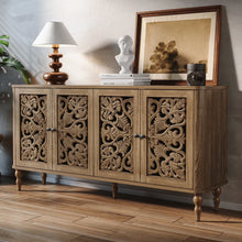 Load image into Gallery viewer, HLR 48" Accent Cabinet with 4 Doors, Vintage Hollow Carving Storage Credenza, Sideboards and Buffets Cabinet for Living Room, Kitchen, Dining Room, Entryway