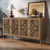 HLR 48" Accent Cabinet with 4 Doors, Vintage Hollow Carving Storage Credenza, Sideboards and Buffets Cabinet for Living Room, Kitchen, Dining Room, Entryway