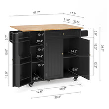 Load image into Gallery viewer, Noelse Kitchen Island with Storage, Island Table for Kitchen with Drop Leaf, Spice Rack, Towel Bar for Small Kitchens, White