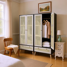 Load image into Gallery viewer, GOMYHOME - Accent Cabinet with Rattan Doors &amp; Drawer, Modern Storage Armoire for Living Room, Bedroom, Natural Wood Finish