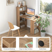 Load image into Gallery viewer, 48" Computer Desk with 6-Tier Storage Shelves, 3-in-1 Reversible Writing Desk w/ Bookshelf &amp; CPU Stand, Space-Saving Home Office Workstation