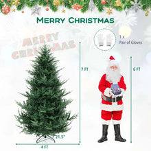 Load image into Gallery viewer, 6/7/8 FT Pre-Lit Artificial Christmas Tree, Hinged Xmas Tree with 240/340/450 Warm White LED Lights, 8 Lighting Modes, 778/1090/1480 Branch Tips