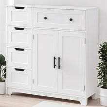 Load image into Gallery viewer, Ktaxon Wooden Bathroom Floor Cabinet with 4 Drawers &amp; 1 Cupboard for Living Room Entryway, White