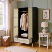 Load image into Gallery viewer, GOMYHOME - Accent Cabinet with Rattan Doors &amp; Drawer, Modern Storage Armoire for Living Room, Bedroom, Natural Wood Finish