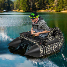Load image into Gallery viewer, Inflatable Fishing Float Tube, 350 LBS Capacity Belly Boat with Paddle, Flippers, Rod Holder, Fish Ruler, Pump, Storage Bag &amp; Adjustable Straps