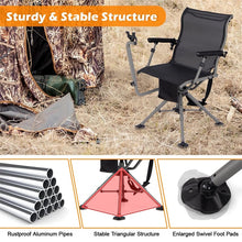 Load image into Gallery viewer, 360° Swivel Hunting Chair, Portable Deer Blind Chair Sniper Seat with Adjustable Shooting Rest, Extendable Aluminum Legs &amp; Carrying Strap for Camping